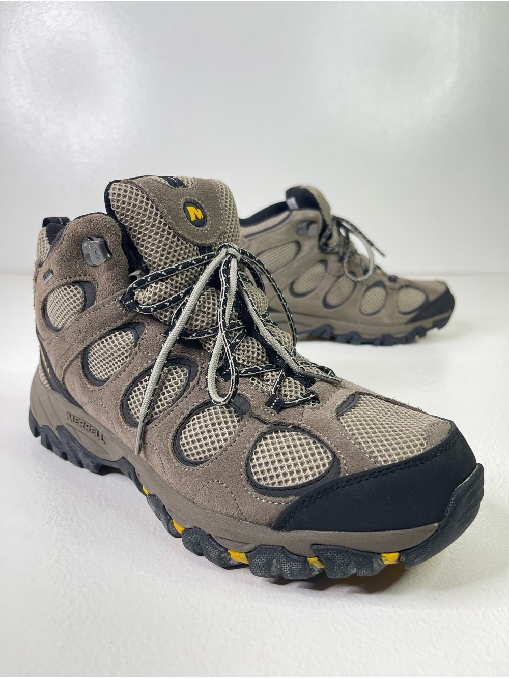 Merrell Moab Mid Waterproof Hiking Boots Brindle Suede Mesh Mens 10.5 J099973C